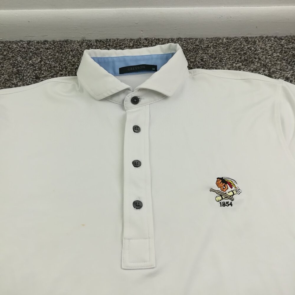 Greyson Philadelphia Cricket Club Polo Shirt Performance White Mens Medium *Flaw
